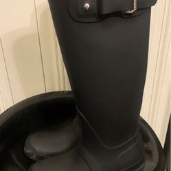 HUNTER Women's Original Back Adjustable Rain Boots, Two Tone Size 6.