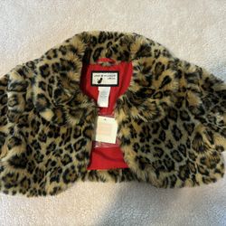 Janie and Jack JJ Leopard Chic Collection Faux Fur Crop Coat 