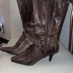 Snake Skin High Heel Boots