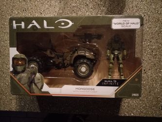 World of Halo Infinite Mongoose with Master Chief 4" Figure and Vehicle + Rocket Launcher