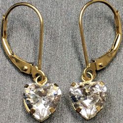 14K Yellow Gold Heart Shaped Women's Earrings