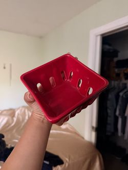 Red Ceramic Berry Basket Bowl