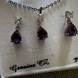 Genuine C Z Earrings Necklace