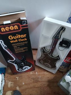 Neon Guitar Wall Clock