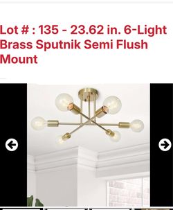NEW IN BOX** BEAUTIFUL GOLD 6 BULB CHANDELIER