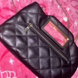Black Juditth Handle Quilted Clutch Bag