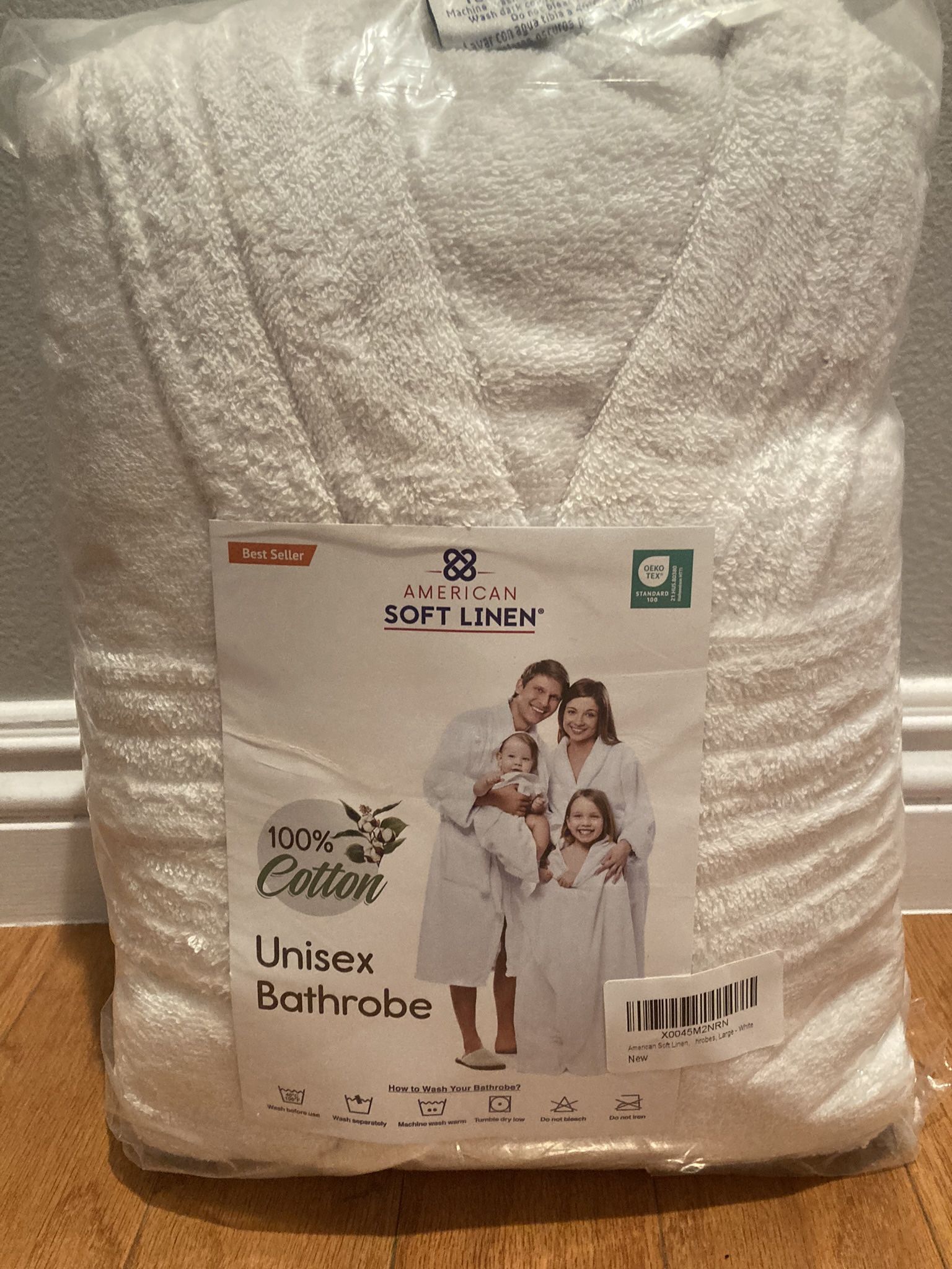 NEW American Soft Linen 100% Cotton Robe, Unisex, Size L/XL