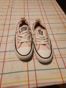 Girls Pink White Pin Stripe Converse