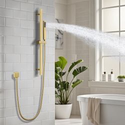 Brushed Gold Adjustable Shower Head