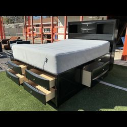 Queen Bed Frame With Bottom Drawers