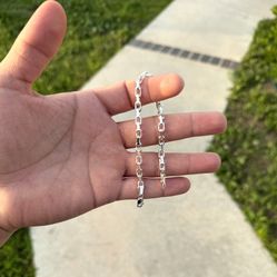 Silver (Plata) Anchor Link Bracelet 8”