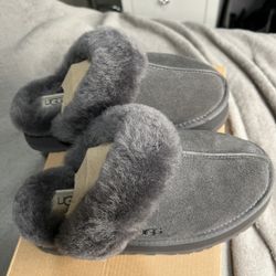 UGG Disquette Suede Fur Platform Slippers