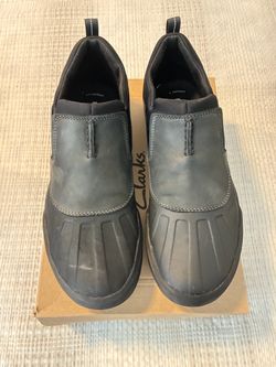 CLARKS - BOWMAN FREE MEN’S WATERPROOF BLACK SLOP KNS - Size 12 M - NIB