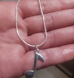 Music Note Pendant on a Sterling Silver 925 Chain
