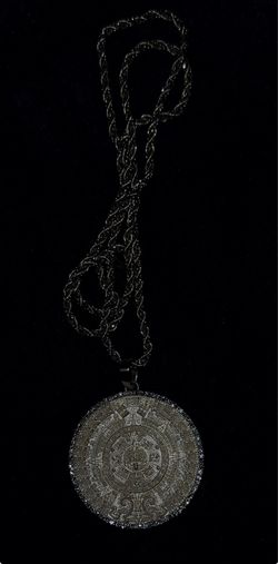 Sandblasted Aztec Pendant 14K
