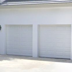 2 Clospay Garage Doors (9'w x 7'h) & Complete Assembly Railing Kit