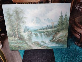 Large Waterfall Oil Painting