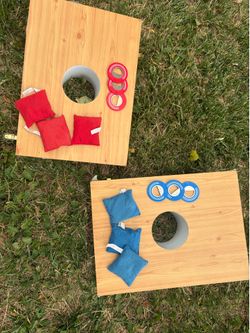 Outdoor games- corn hole disk toss