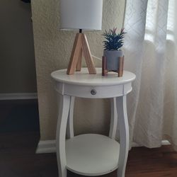 White Circular End Table