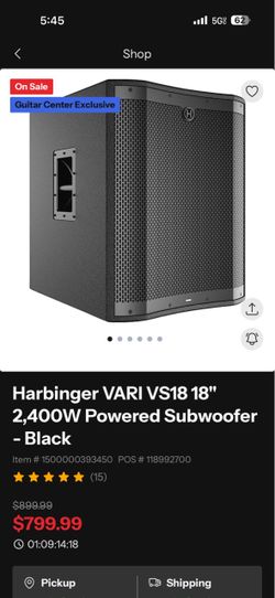 2 x Harbinger VARI VS18 18" 2,400W Powered Subwoofer - Black