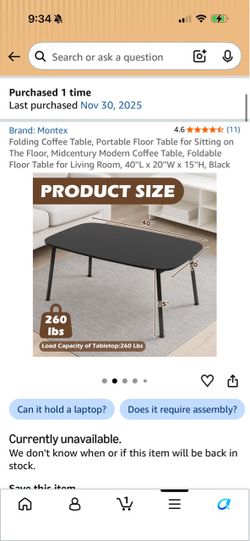 Foldable coffee table