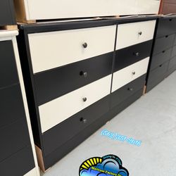 New Multi color Black And White 8 Drawer Dresser Assembly Included 