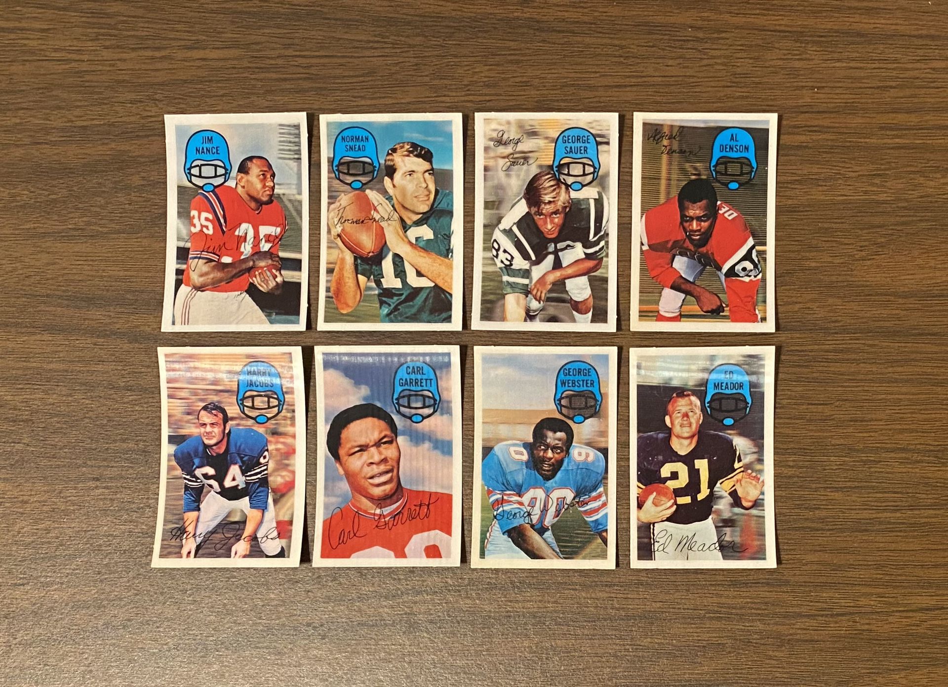 LOT OF 8 DIFFERENT 1970 KELLOGG’S FOOTBALL CARDS AVG EX/MT-NM x 8 NO DUPS 