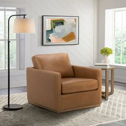 Cole & Rye Modern Farmhouse Leather Swivel Accent Chair $299.99
