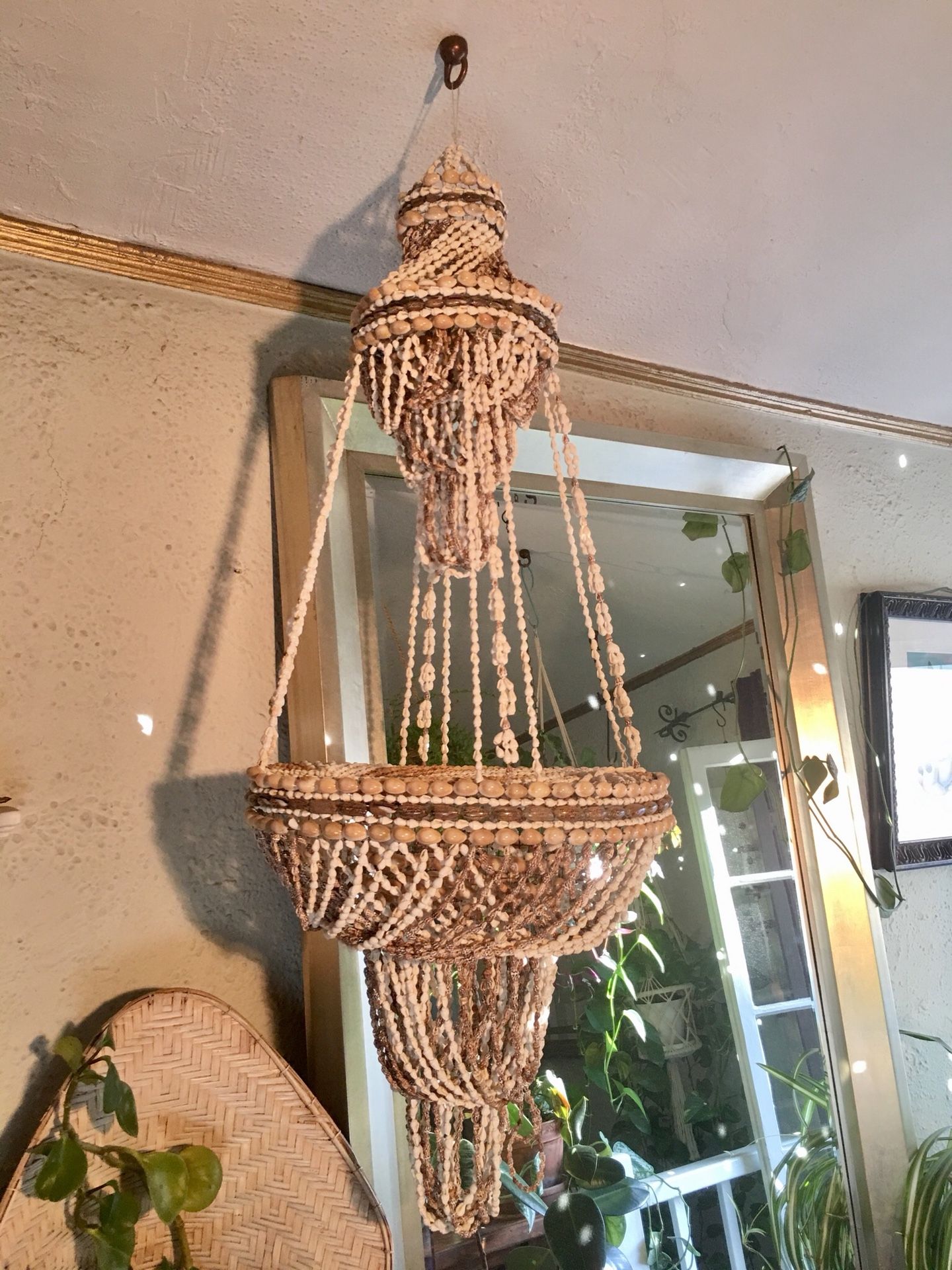 Vintage Hanging Shell Plant Holder Boho Chic Planter Bohemian Home Decor Hanging Shell Art - Pick up can be coordinated LA or OC