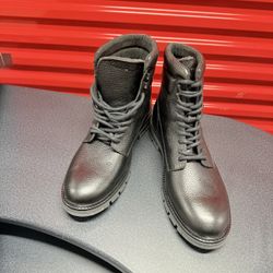 Tommy Hilfiger Black Leather Lace-Up Boots