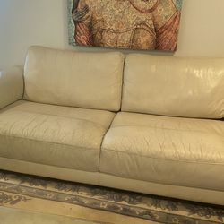 Well loved Italian Leather Sofa