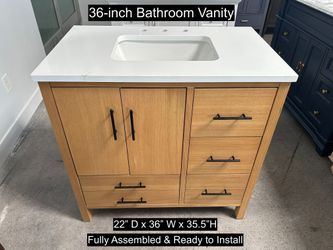 36" Bathroom Vanity with Matte White Countertop & Solid Wood & Plywood Cabinet #353 7