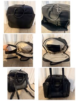 Petunia Pickle Bottom Black Convertible Leather Diaper Bag Backpack