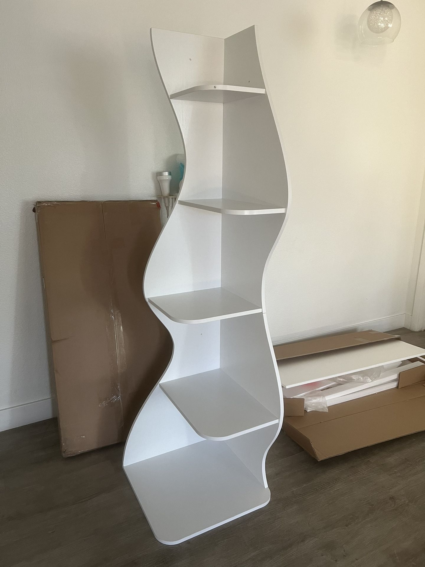 Wavy White Bookcases 