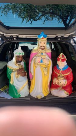Vtg Empire 3 Three Wise Men Blow Molds Nativity W/Christmas Lights Up Kings