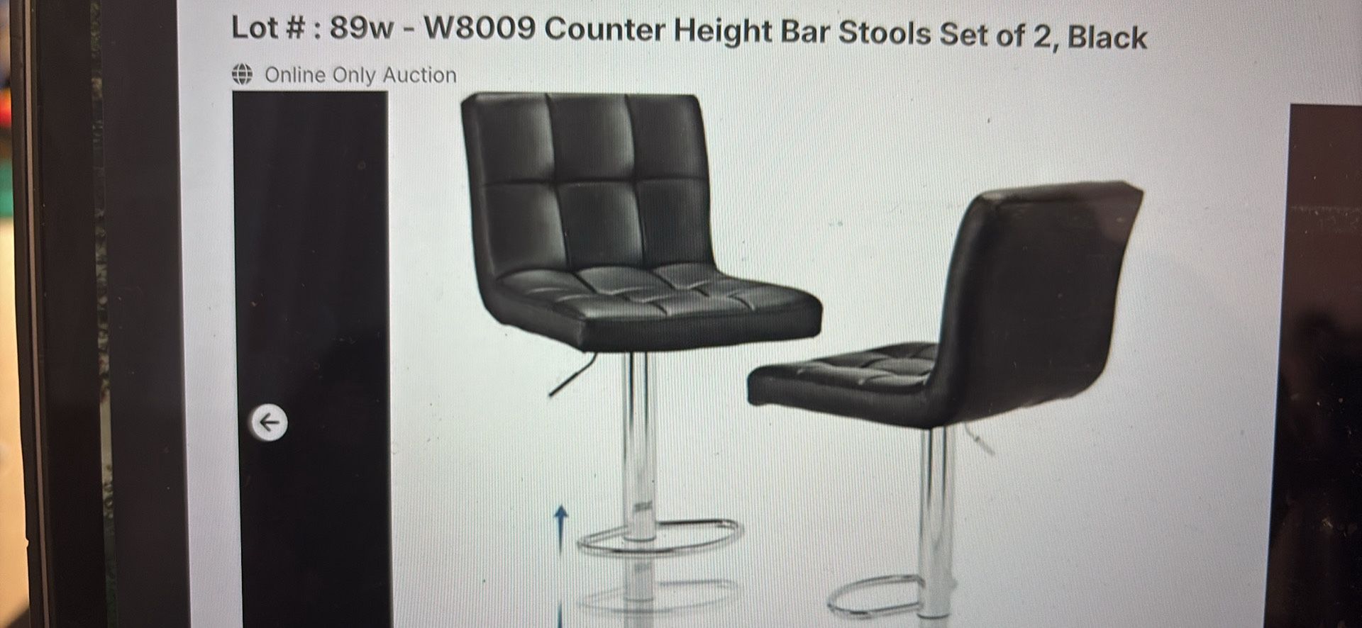 New Counter Height Bar Stools, Set If 2, Black (W8009)