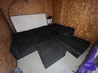 Dark Blue Ashley Furniture Sectional Couch With Ottoman