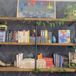 Custom Triple Shelf Industrial Style Solid Wood And Iron Pipe Shelving Unit