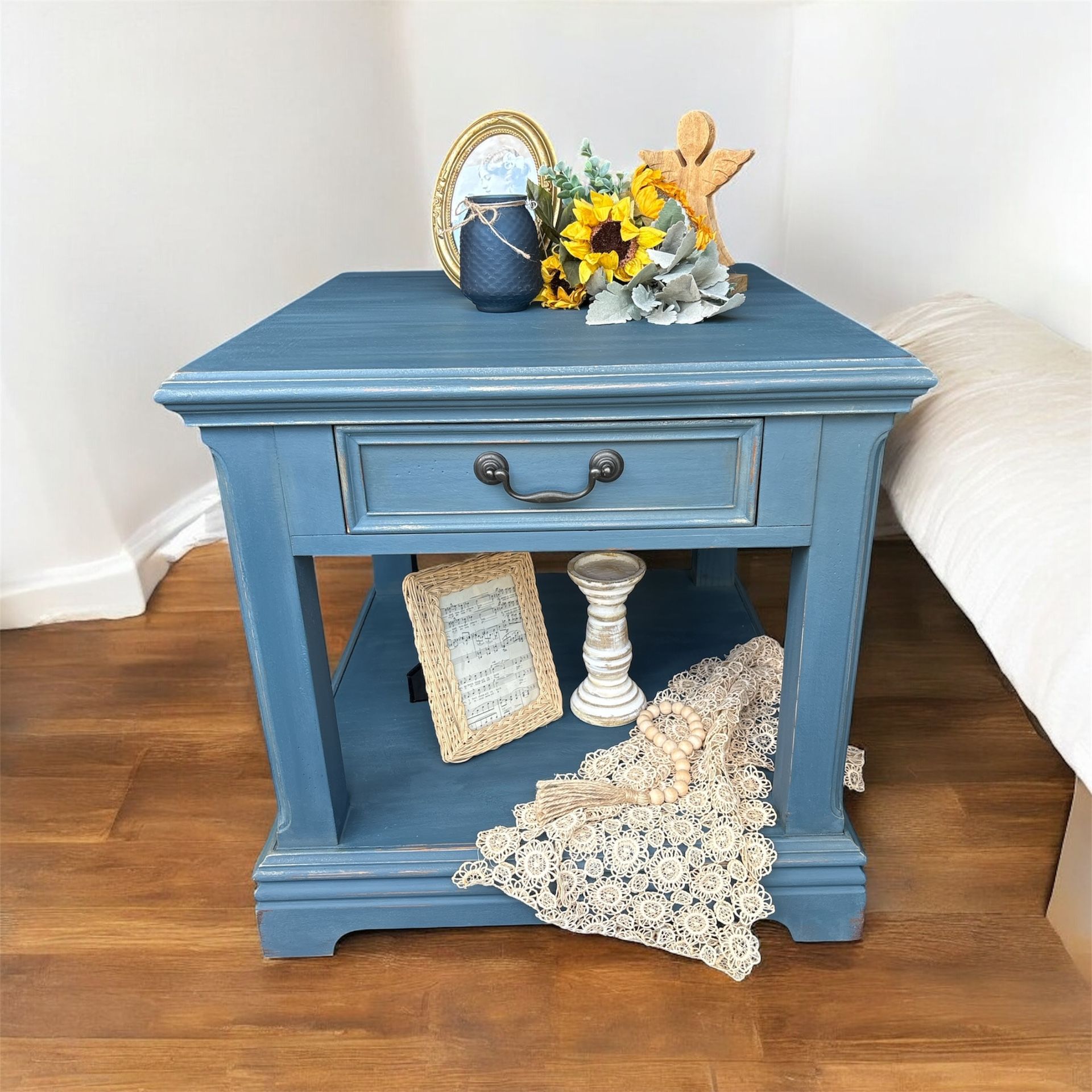 Refinished Blue End Table