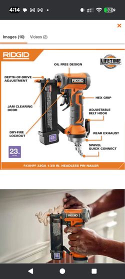 NEW RIDGID R138HPF 23-Gauge 1-3/8 in. Headless Pin Nailer (Pneumatic)