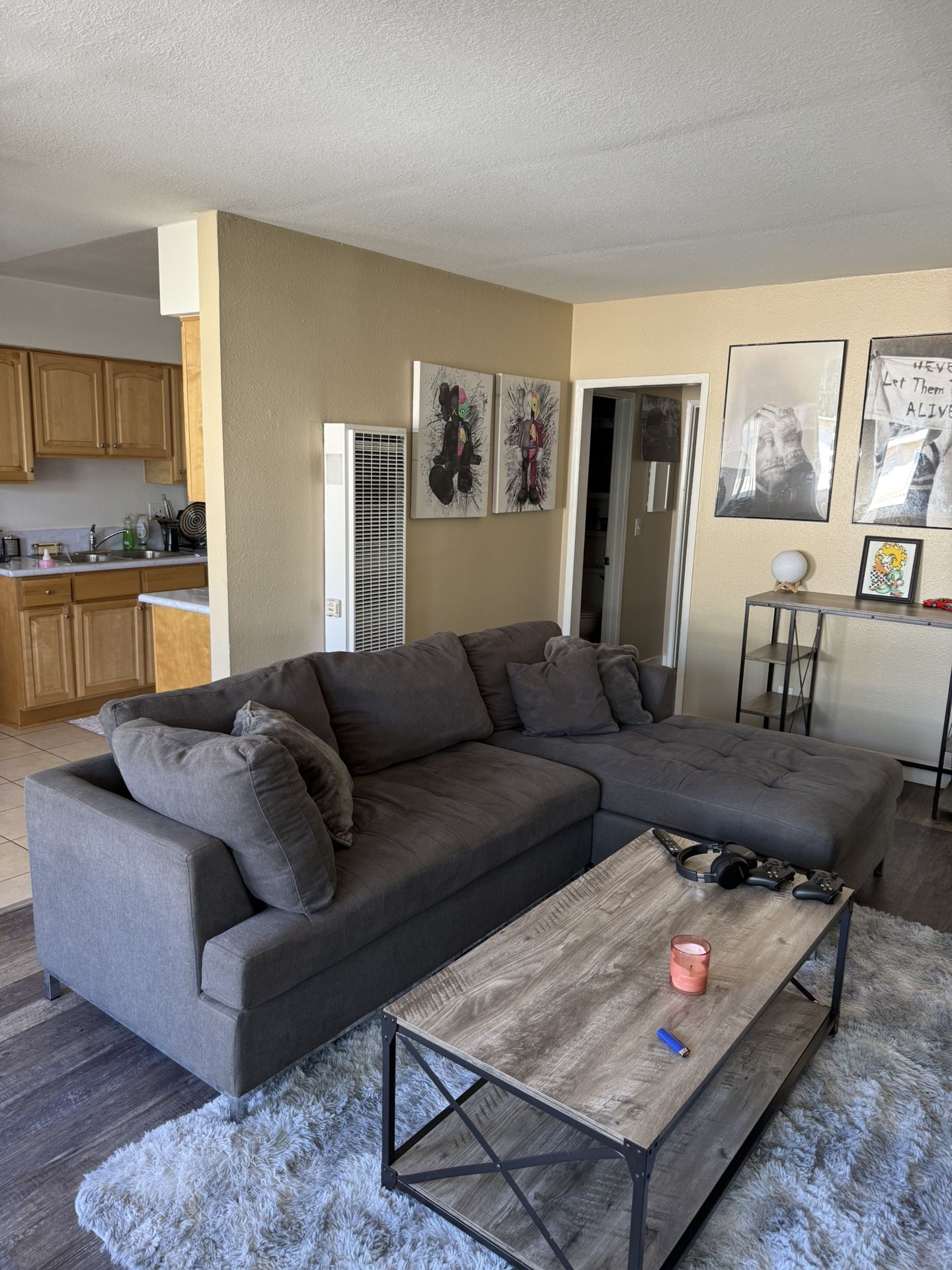 Grey Modern L Couch Sectional Sofa