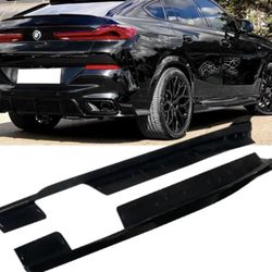 Fits 20-23 BMW G06 X6 M Sport IKON Gloss Black Side Skirts Rocker Panel 2PC PP