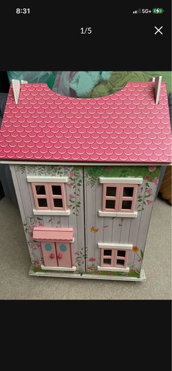 Girls Vintage 3 room Colorfull Dollhouse play house PORTABLE 24"Tall  w/ extra's