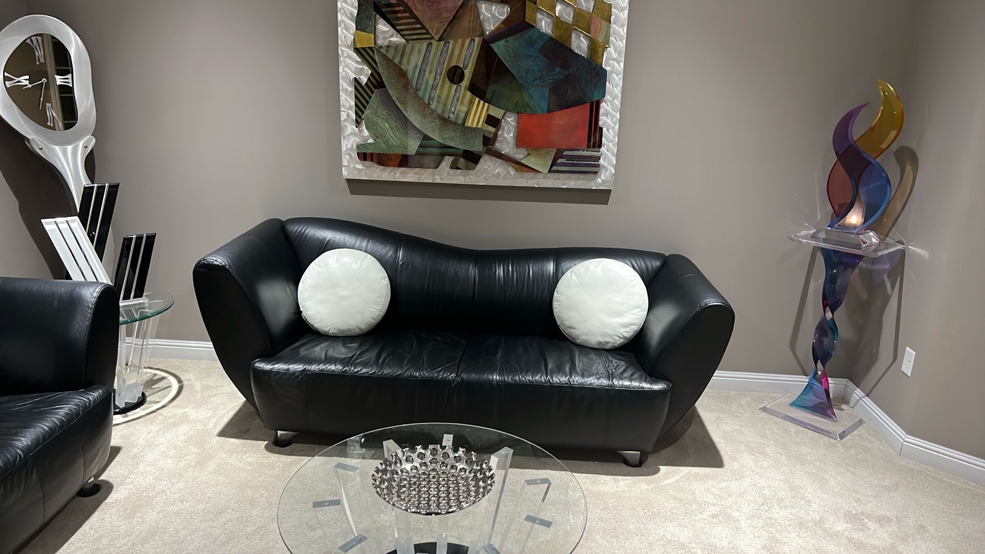 Italian Real Leather Living Room Set For Sale