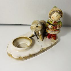 Yankee Candle Eskimo series tea-light candle holder “Girl Fishing with Seal”