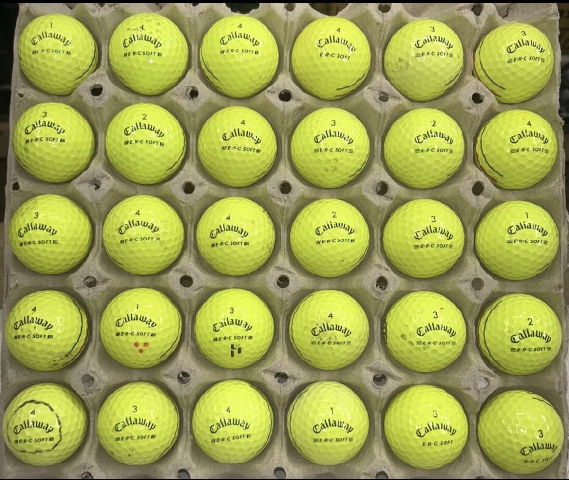 30 Callaway ERC Soft Yellow Golf Balls 4a Lot B09