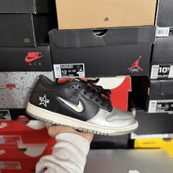 Nike SB Dunk Low Supreme Jewel Swoosh Silver size 10 USED But Clean