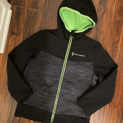 Boys Black Fleece-lined Zip Up Hooded Jacket, Size 7/8 