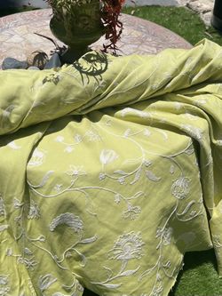 Green Embroidered Fabric