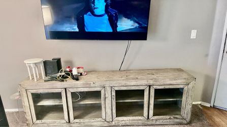 Free tv stand light distressed wood
